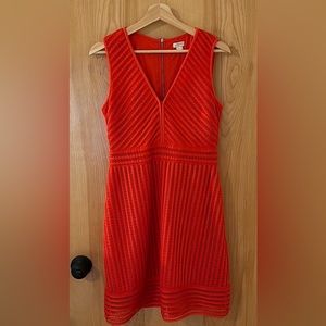 J.Crew Striped Eyelet Dress - Size 6 - Red / Vibrant Flame